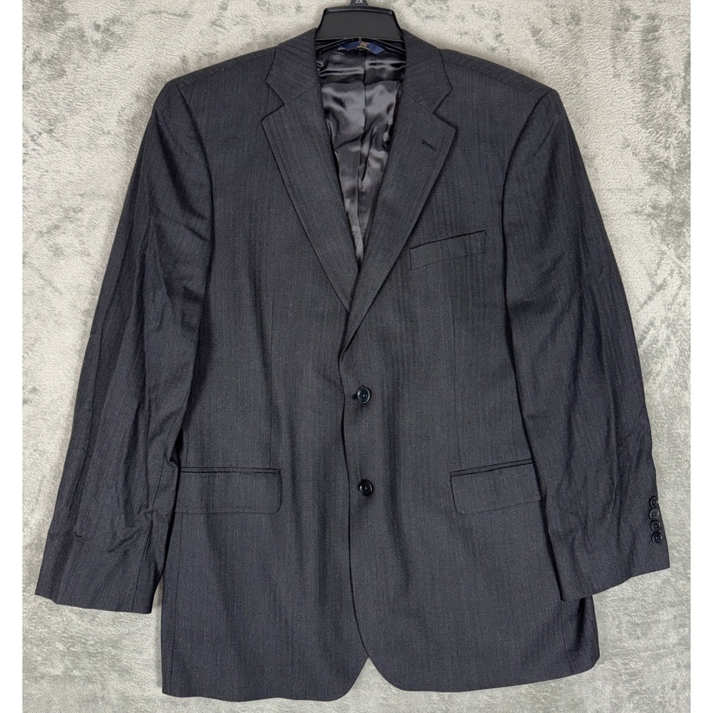 Brooks Brothers 346 Stretch 44R Sport Coat Dark Gray Striped Wool Two Button